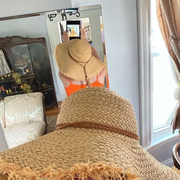 Large Floppy Brima Sun Hat w/ Leather Trim and Beaded Tassels coastalcowgirl main image 5